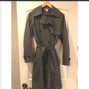 Garnet Hill Raincoat/Trench - XS Slate Blue/Gray.